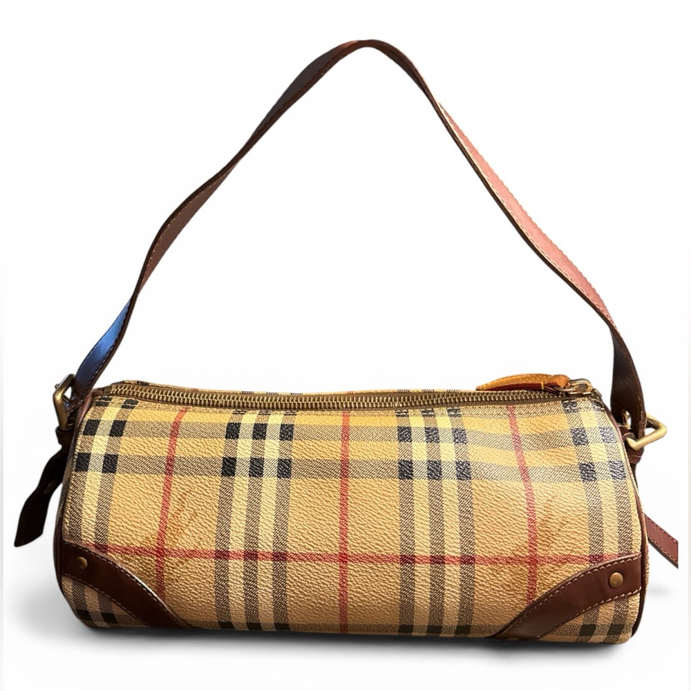Burberry Barrel Bag Haymarket Check Coated Canvas